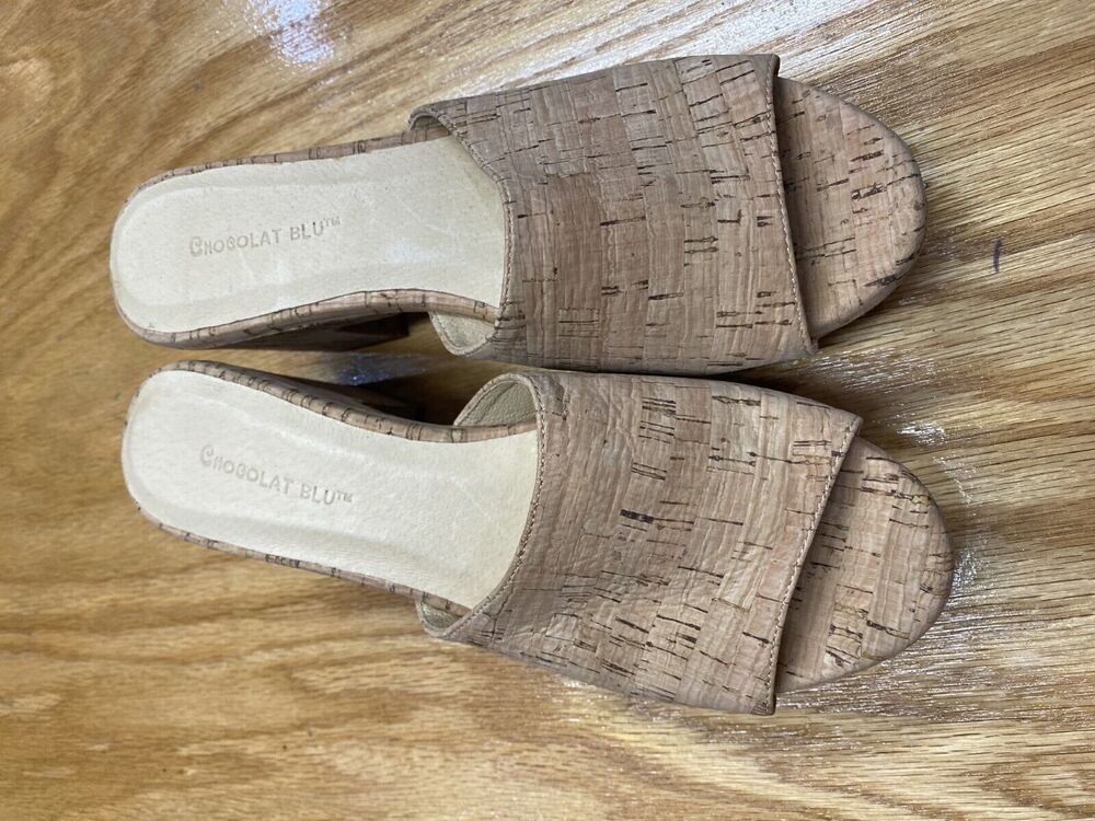Chocolat Blu Golden Platform Sandals Women's 7.5 Brown Leather Block Heel S64